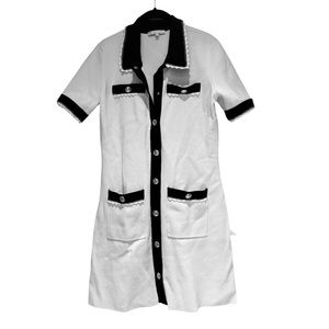 Maje white dress with navy trim, Fr.42, M